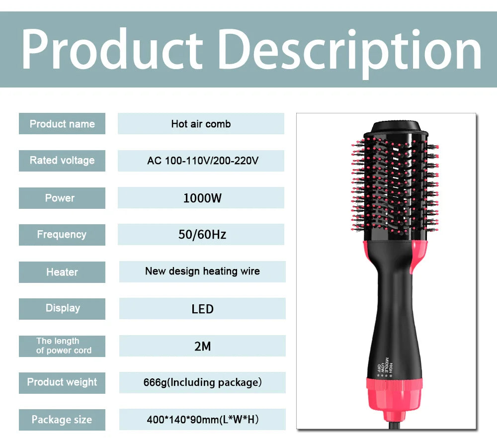 4-in-1 Hot Air Brush (Dries, Straightens, Styles, and Volumizes) - Salon-quality results at home!