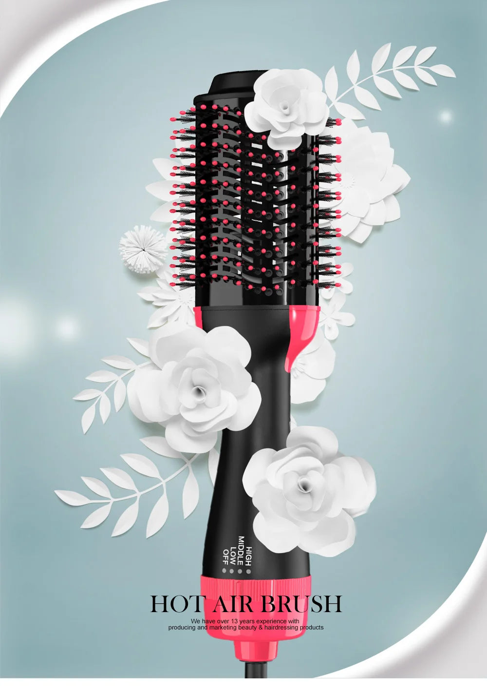 4-in-1 Hot Air Brush (Dries, Straightens, Styles, and Volumizes) - Salon-quality results at home!
