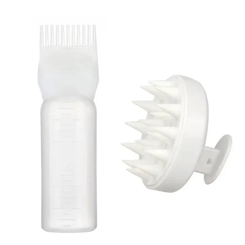 COMBO Para Cuidado Capilar (Silicone Shampoo Brush + Oil Applicator Bottle)