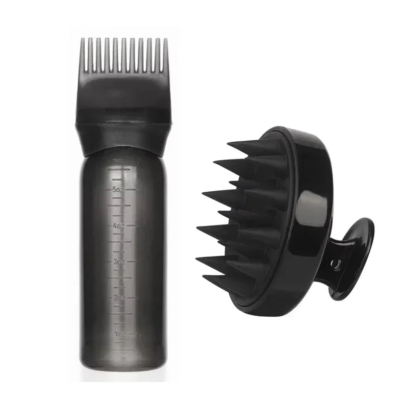 COMBO Para Cuidado Capilar (Silicone Shampoo Brush + Oil Applicator Bottle)