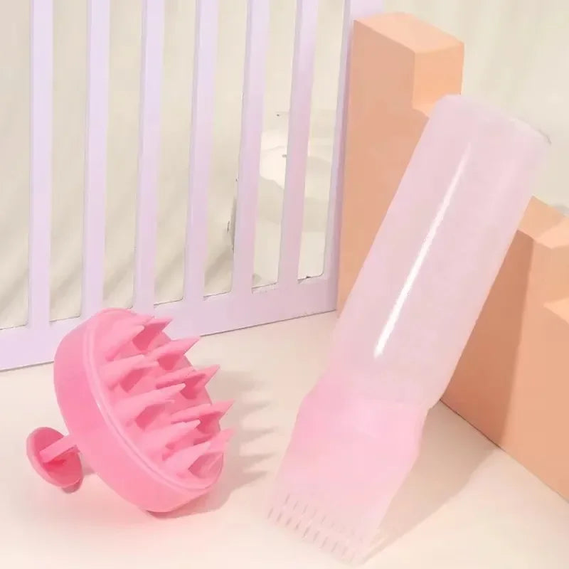 COMBO Para Cuidado Capilar (Silicone Shampoo Brush + Oil Applicator Bottle)